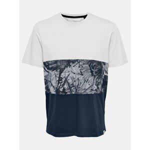 White-blue patterned T-shirt ONLY & SONS Teddy - Men