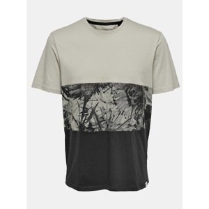 Black-grey Patterned T-Shirt ONLY & SONS Teddy - Men