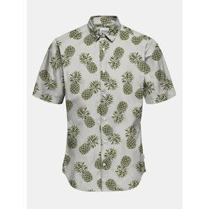 Green-cream Patterned Short Sleeve Shirt ONLY & SONS Kaspar - Men