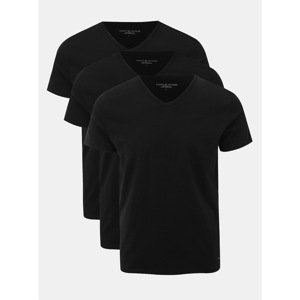 Tommy Hilfiger Set of three men's black T-shirts with clamshell neckline Tommy Hilfi - Men