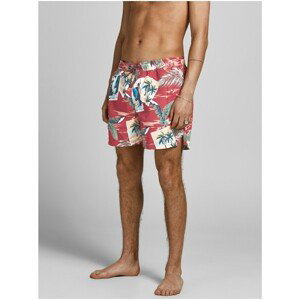 Red Patterned Swimwear Jack & Jones Bali - Men