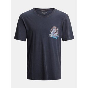 Dark blue T-shirt with print Jack & Jones Tropicana - Men