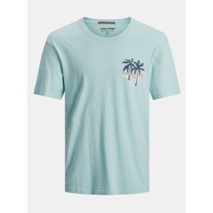 Light Blue T-Shirt with Print Jack & Jones Tropicana - Men