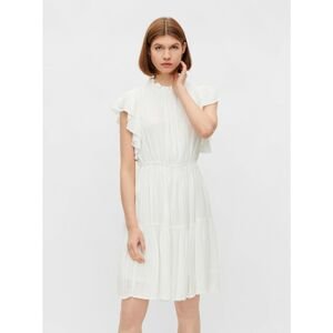 White Patterned Dress with Ruffles Pieces Liz - Women
