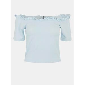Light Blue Crop Top with Exposed Shoulders Pieces Leah - Women