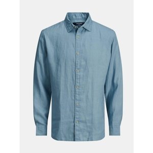 Blue Linen Shirt Jack & Jones Plain - Men
