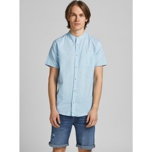 Light Blue Linen Short Sleeve Shirt Jack & Jones Summer - Men