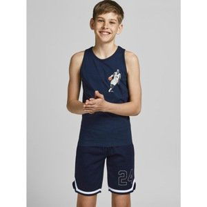 Dark blue boys' tank top with Jack & Jones Legends print - unisex