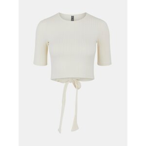 Creamy crop top with tie Pieces Tiana - Women