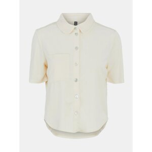 Cream Short Sleeve Shirt Pieces Teri - Women