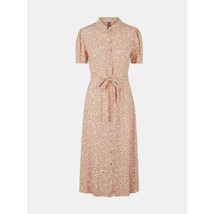 Pink Floral Shirt Midi Dress Pieces Miller - Women