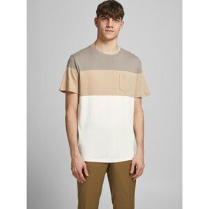 Beige-Cream Striped T-Shirt Jack & Jones Blarepeat - Men