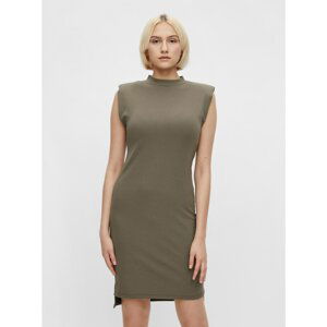 Khaki Sheath Dress with Shoulder Padding Pieces Asli - Women's