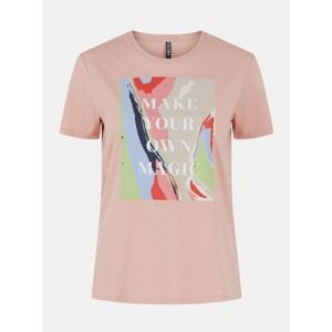 Pink T-shirt with print Pieces Elanna - Women