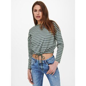 White-green striped short T-shirt ONLY Brilliant - Women