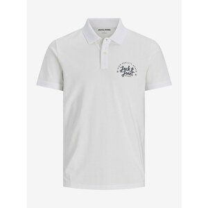White Polo T-Shirt with Jack & Jones Kimbel Inscription - Men
