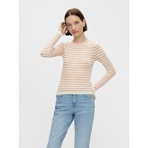 Pink-cream striped sweater Pieces Rista - Women