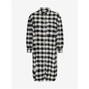 White-Black Women's Long Plaid Shirt ONLY Cherri - Women