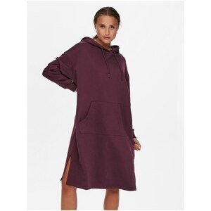 Burgundy Women's Oversize Sweatshirt Dress ONLY Chelsea - Women