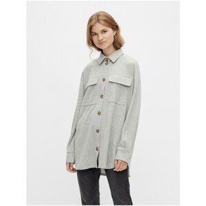 Light Grey Women's Oversize Shirt Jacket Pieces Chilli - Women's