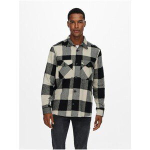 White-Black Men's Plaid Flannel Shirt ONLY & SONS Milo - Men's