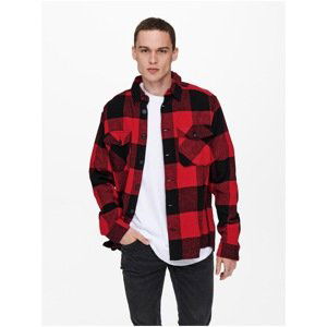 Black-red Men's Plaid Flannel Shirt ONLY & SONS Milo - Men's