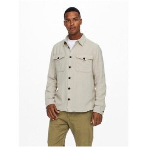 Beige Men's Shirt with Pockets ONLY & SONS Milo - Men