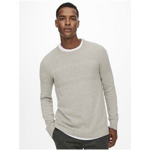 Light Grey Men's Ribbed Sweater ONLY & SONS Bace - Men's