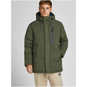 Dark Green Winter Jacket with Hood Jack & Jones Caspar - Men