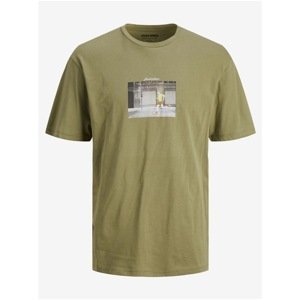 Khaki T-shirt with print Jack & Jones Talent - Men