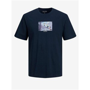 Dark Blue T-Shirt with Print Jack & Jones Talent - Men