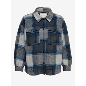 Blue-Grey Plaid Shirt Jacket ONLY CARMAKOMA Andrea - Women