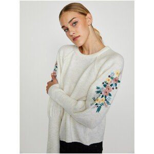 Cream sweater with floral embroidery ONLY Svala - Women