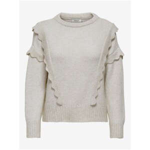 Cream Women's Ribbed Sweater with Hems ONLY Stella - Women