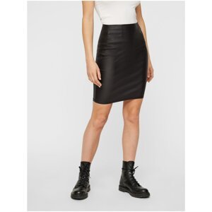Black Leatherette Skirt Pieces Paro - Women