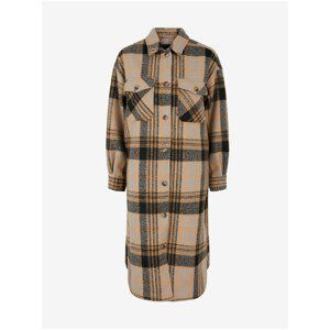 Brown Long Plaid Shirt Jacket Pieces Finola - Women