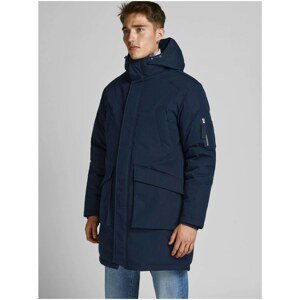 Dark Blue Men's Parka Hooded Jack & Jones Terrazzo - Men