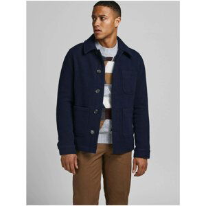 Dark Blue Men's Winter Jacket with Jack & Jones Lucas Wool - Men