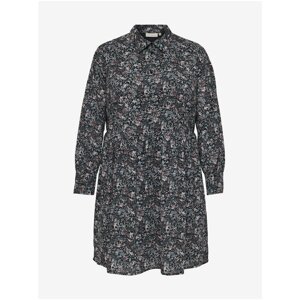 Dark Grey Floral Shirt Dress ONLY CARMAKOMA Dusty - Women