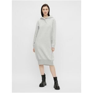 Light Grey Women's Sweatshirt Dress with Zippered Pieces Leda - Women