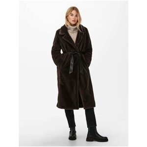 Dark brown women's fur coat ONLY Benedicte - Women