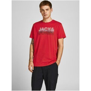 Red Men's Patterned T-Shirt Jack & Jones Power - Men's