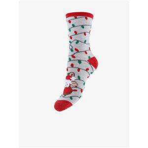 Light grey Christmas socks Pieces Ellie - Women