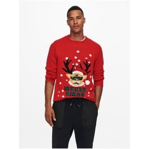 Red Men's Christmas Sweater ONLY & SONS X-mas - Men's