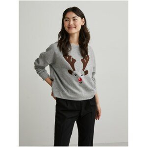 Light Grey Christmas Sweatshirt Pieces Xmas - Women