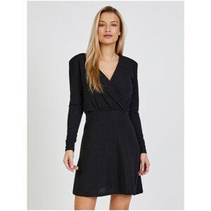 Black Women's Dress with Folded Neckline ONLY Queeny - Women