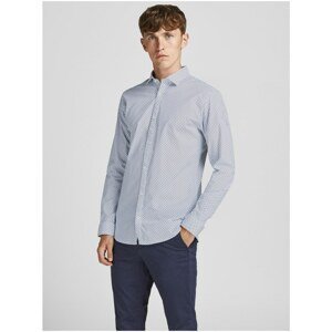 White-Blue Patterned Shirt Jack & Jones Blackpool - Men