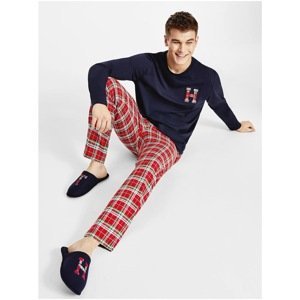 Tommy Hilfiger Set of blue-red plaid pajamas with blue Tommy slippers - Men