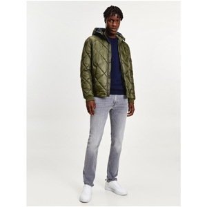 Green Men's Quilted Jacket Tommy Hilfiger Diamond Quilted Hoode - Mens