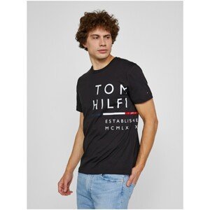 Black Men's T-Shirt with Print Tommy Hilfiger Wrap Around Graphic Tee - Men
